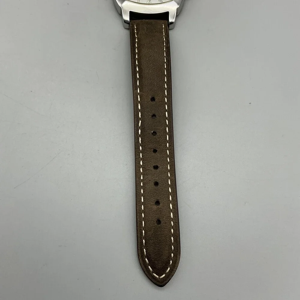 Ecclissi 75425 Womens Watch 35mm White Dial Brown Leather Date New Battery